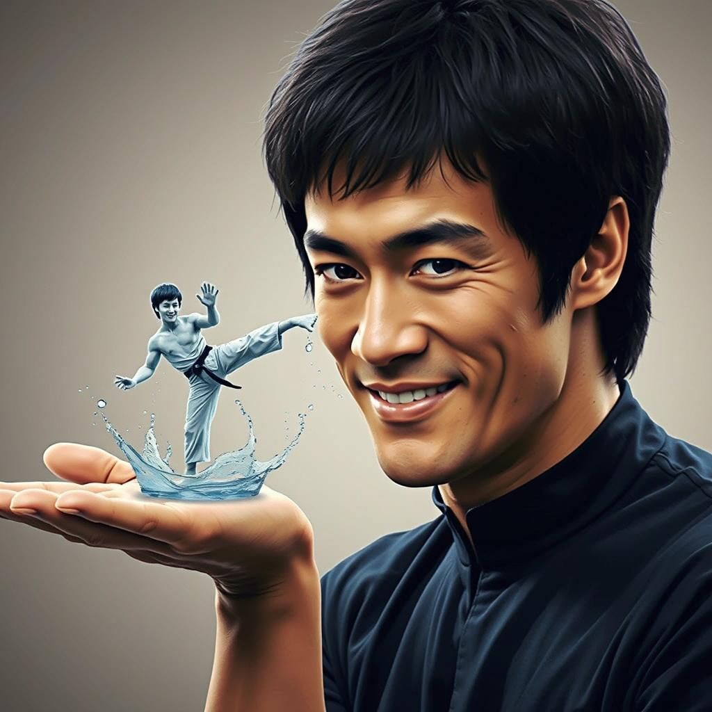 Bruce Lee Water Sculpture Portrait