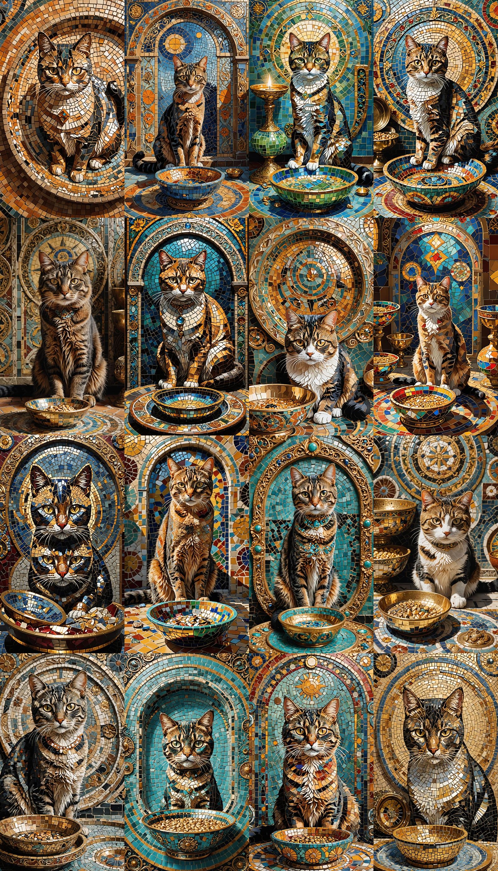 Mosaic Tarot Card: The Unfed Cat