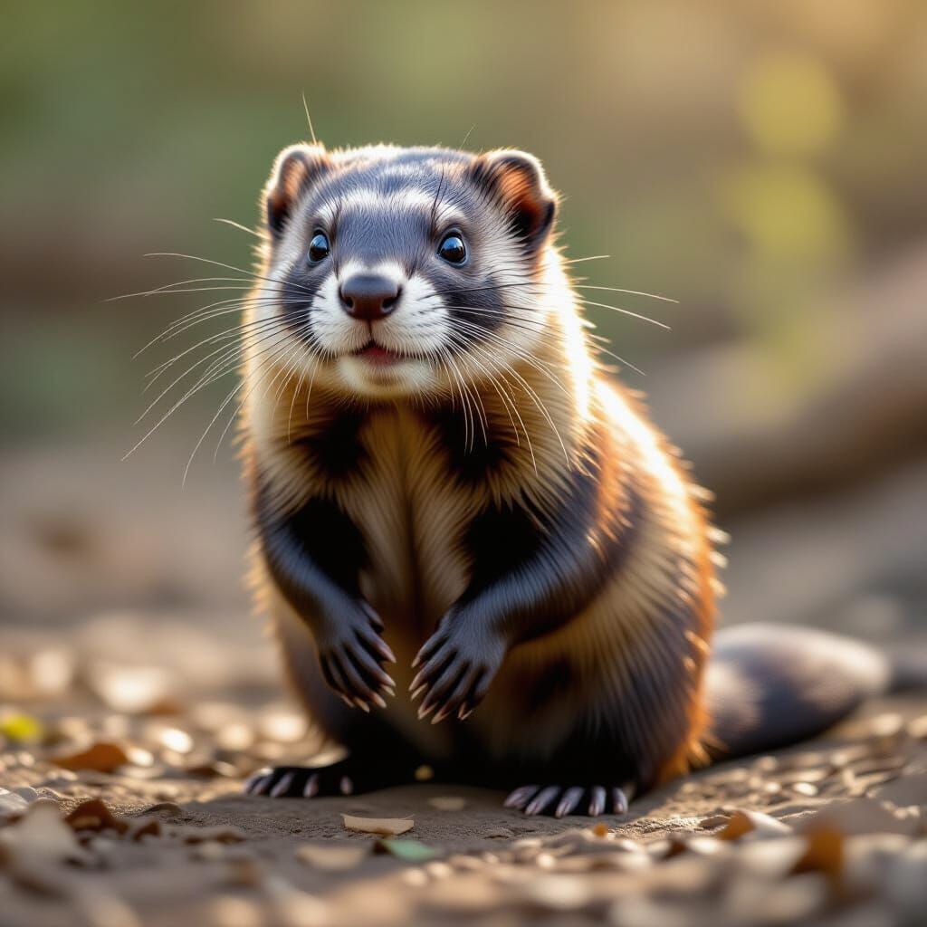 Photorealistic Hybrid Beaver-Ferret Creature