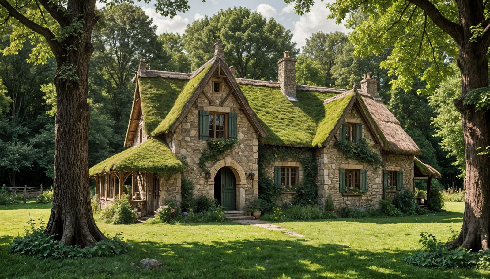 Rustic Castle Cottage in a Dark Forest