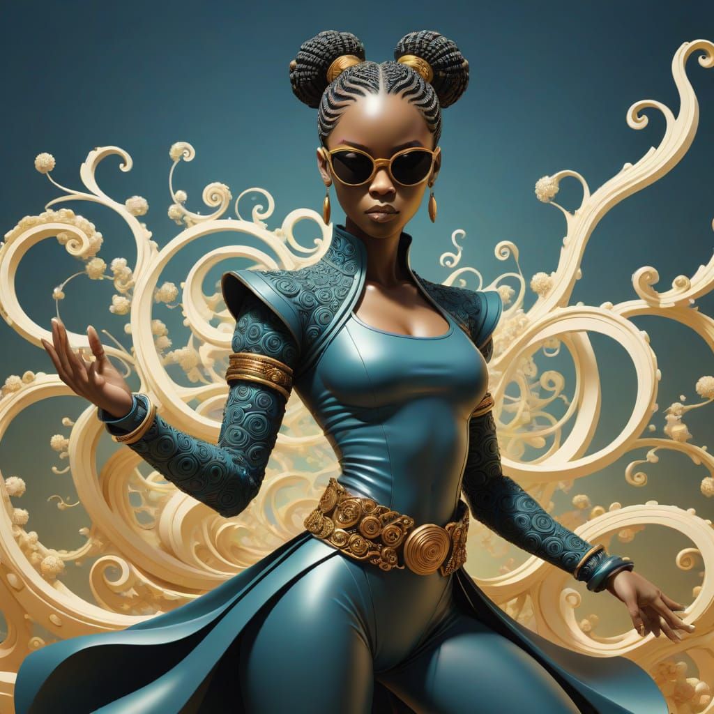 Niobe in Matrix Kung Fu Pose, Michael Parkes Style