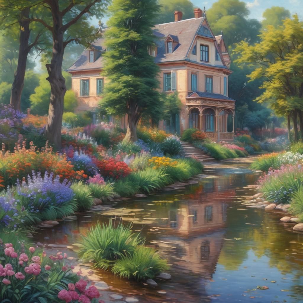 Victorian Mansion in Impressionistic Style