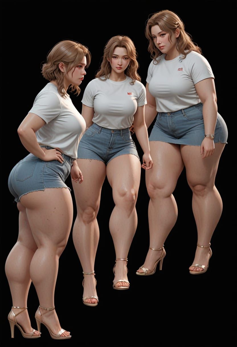 Realistic Portrait of a Muscular Woman in White Outfit