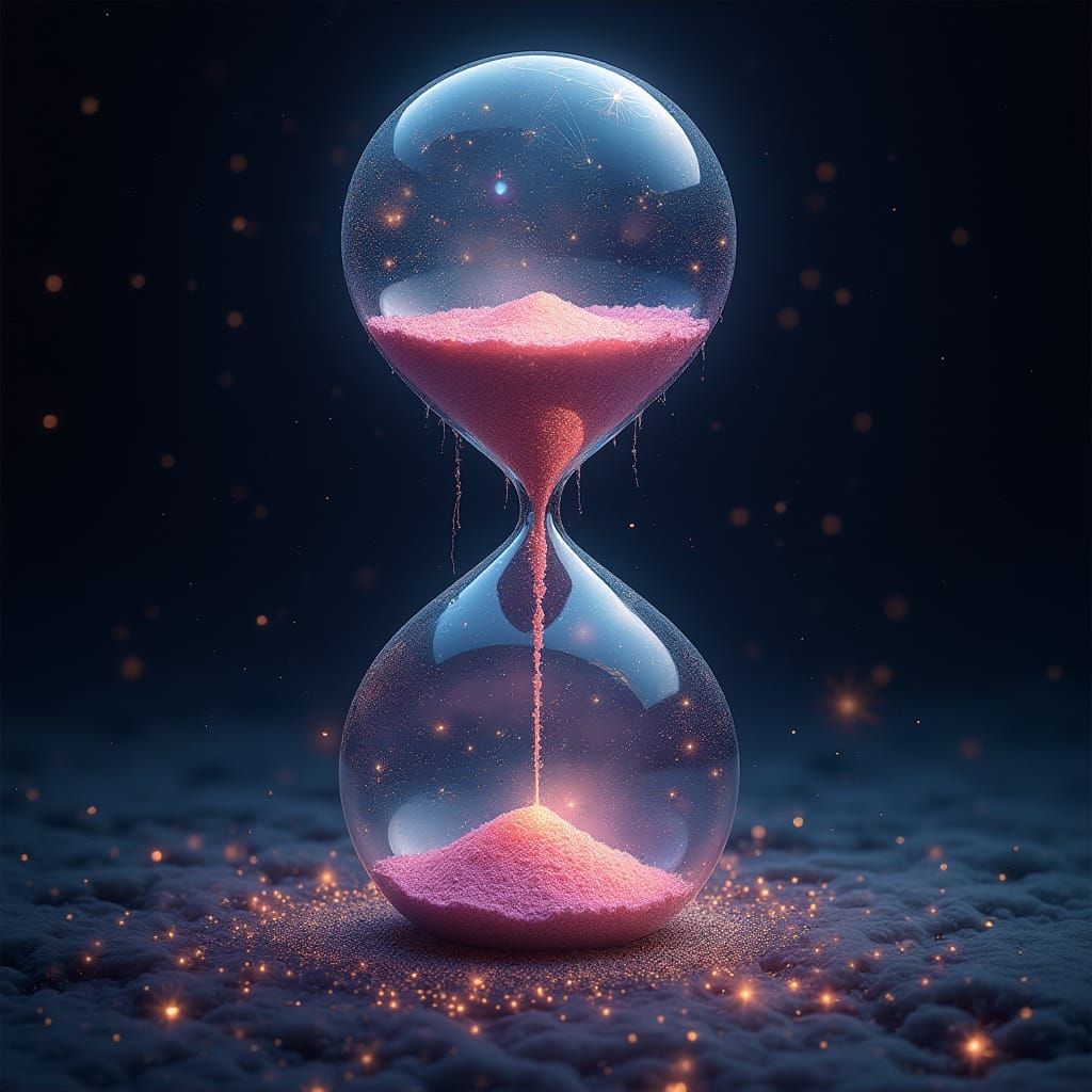 Cosmic Hourglass: Swirling Galaxies and Nebulae in Iridescen...