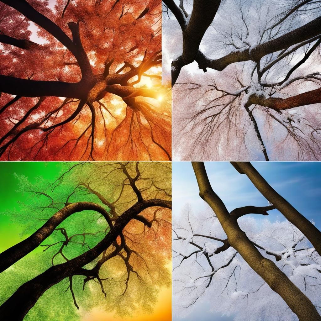 Four Seasons Tree with Vibrant Colors