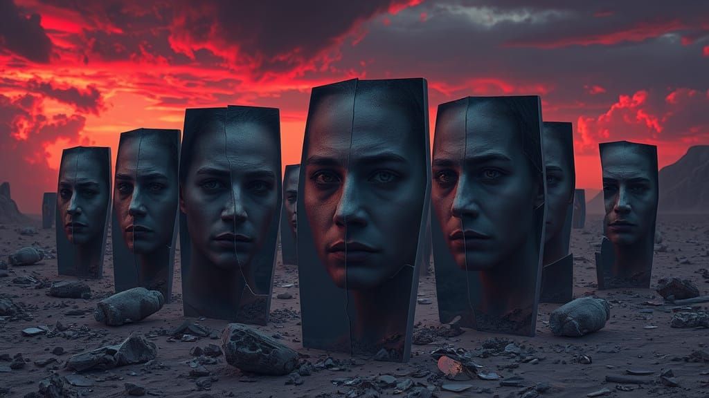 Surreal Mirrored Wastes in Haunted, Apocalyptic Landscape