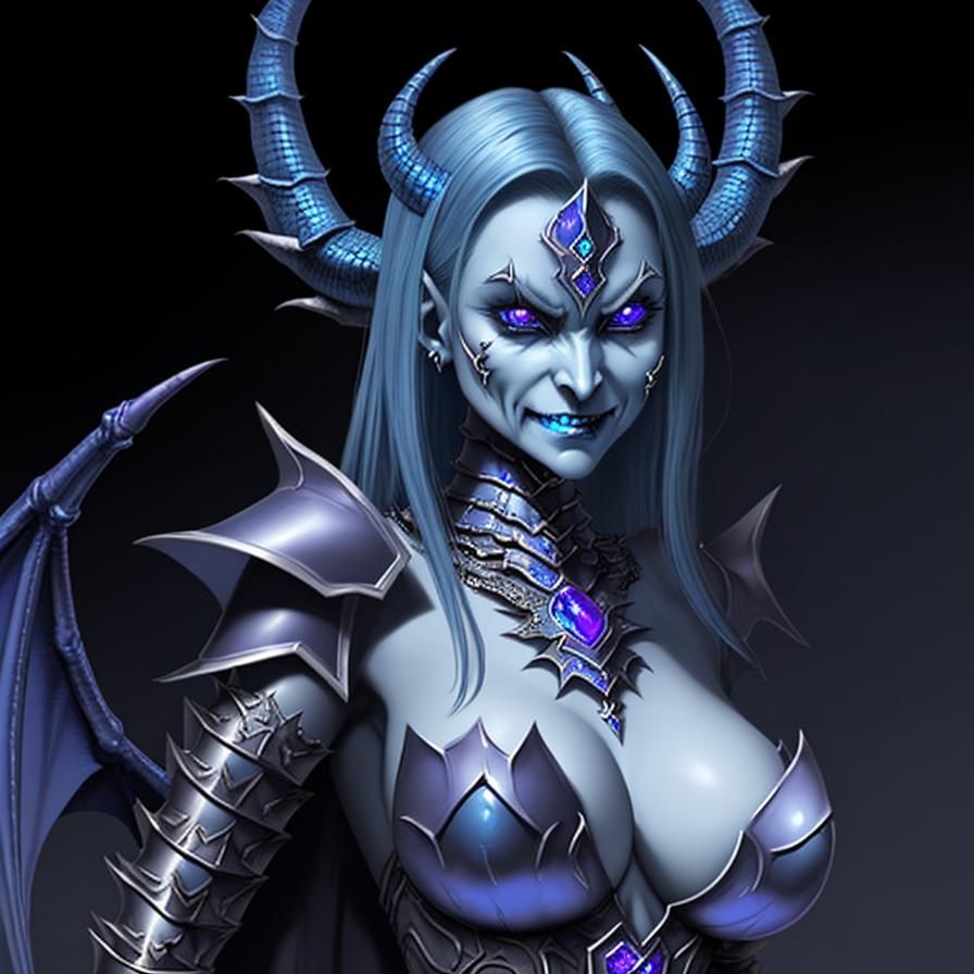 Evil Demon Woman in Dragon Scale Armor