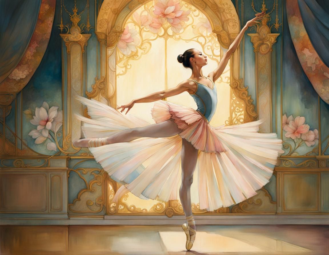 Elegant Ballet Dancer in Dreamy Arabesque