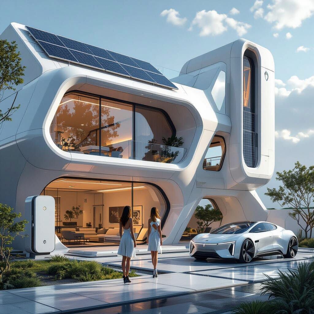 Futuristic Smart Home With Solar and Robot