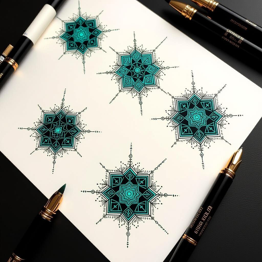 Geometric Matrix Code Flash Tattoo Designs