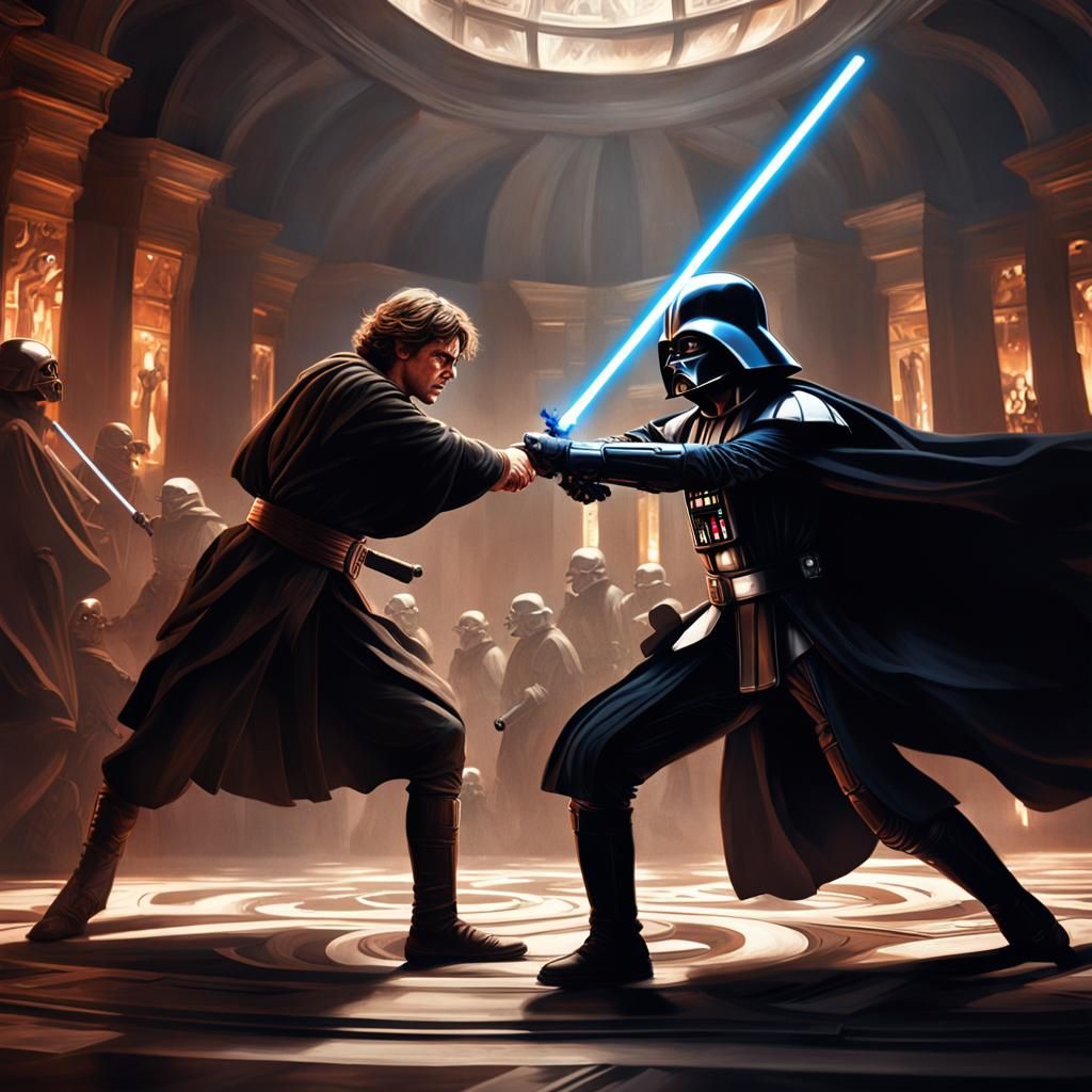 Anakin vs. Vader: Caravaggio-Style Star Wars Battle