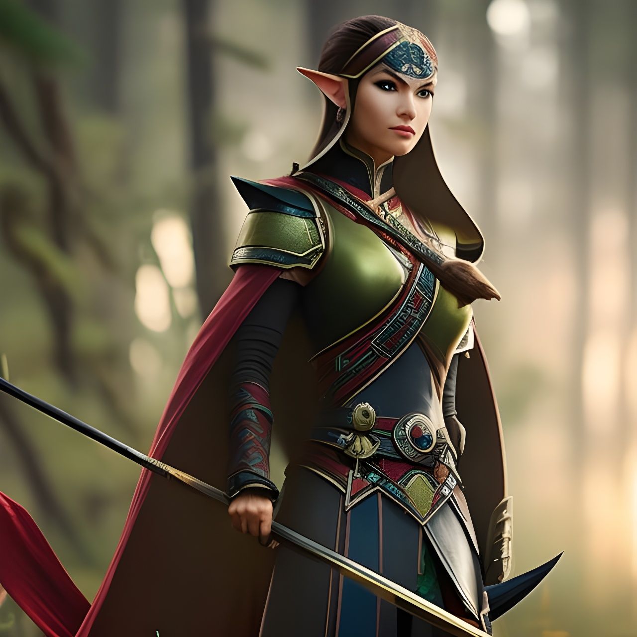 Fantasy Elf Archer Portrait in Hyperdetailed Style