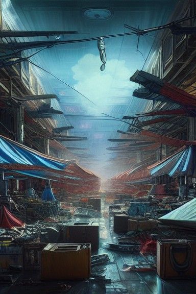 Apocalypse Bazaar: Detailed Concept Art in Anime Style