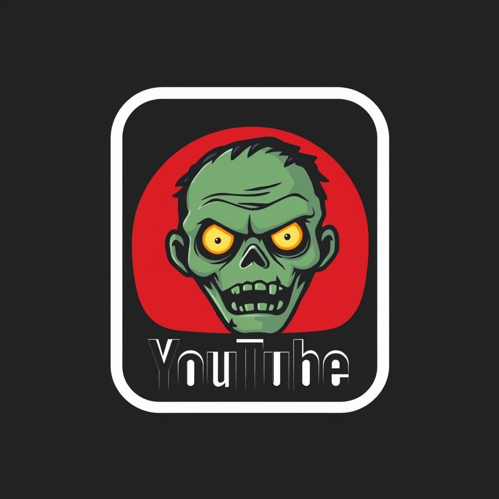 YouTube Logo with a Zombie Face Center