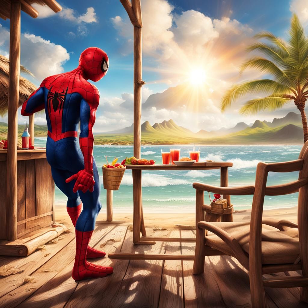 Spider-Man Relaxing in Hawaii, Divine Sunshine