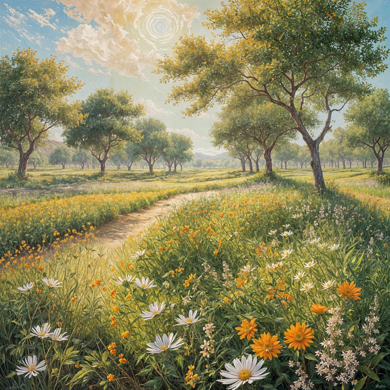 Impressionist English Countryside in Vibrant Colors