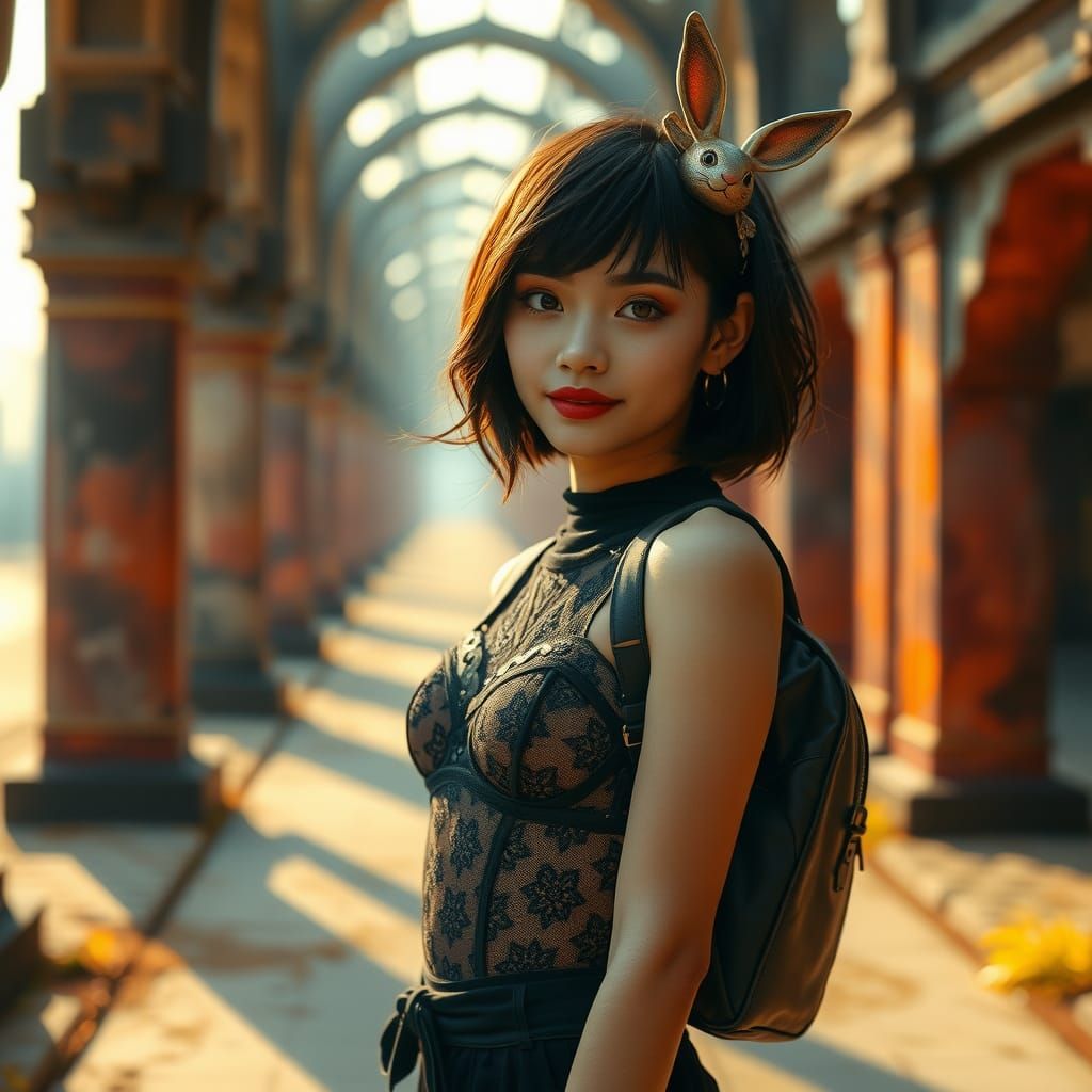 Thai Woman in Gothic Kawaii Style Digital Art