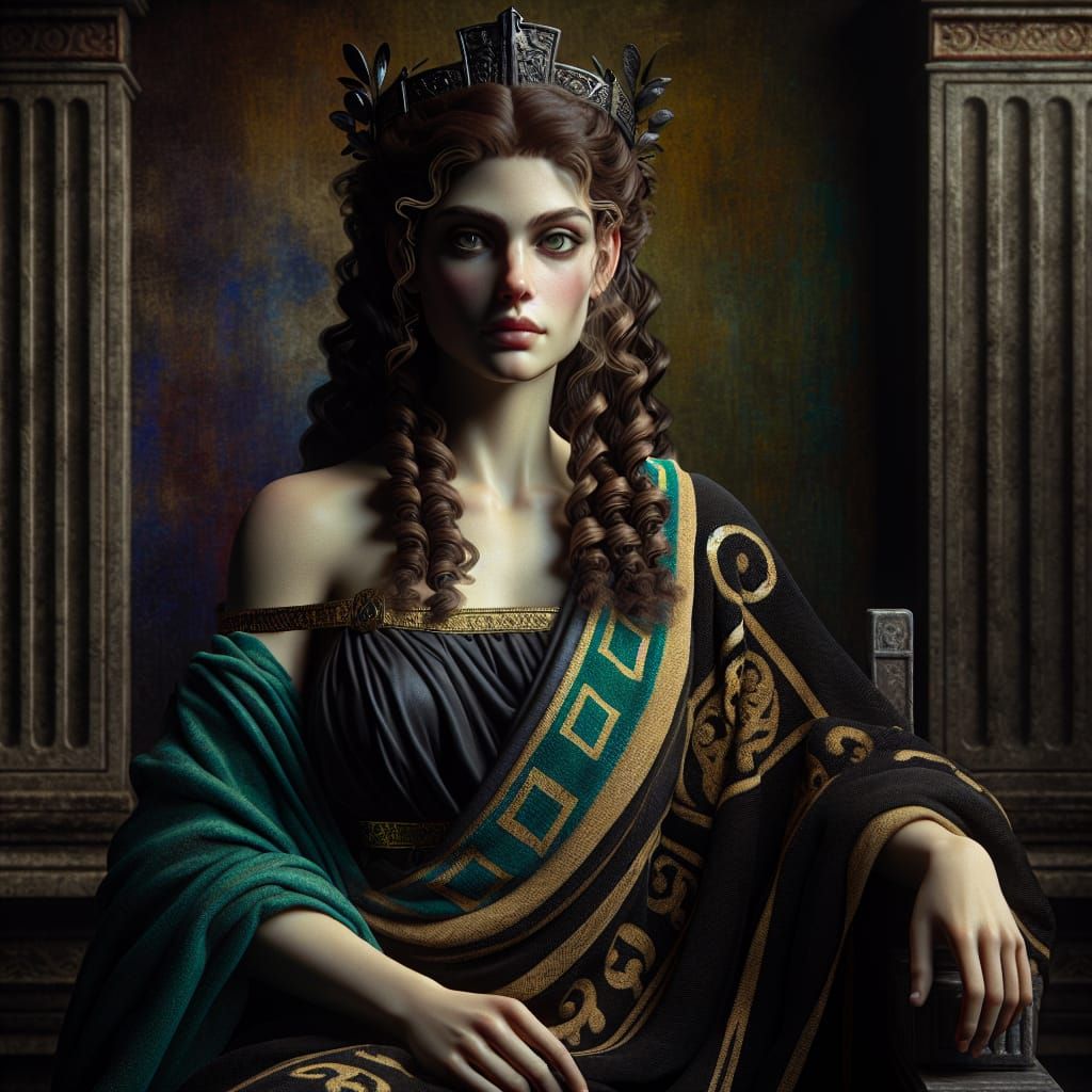 Etruscan Death Goddess in Regal Splendor