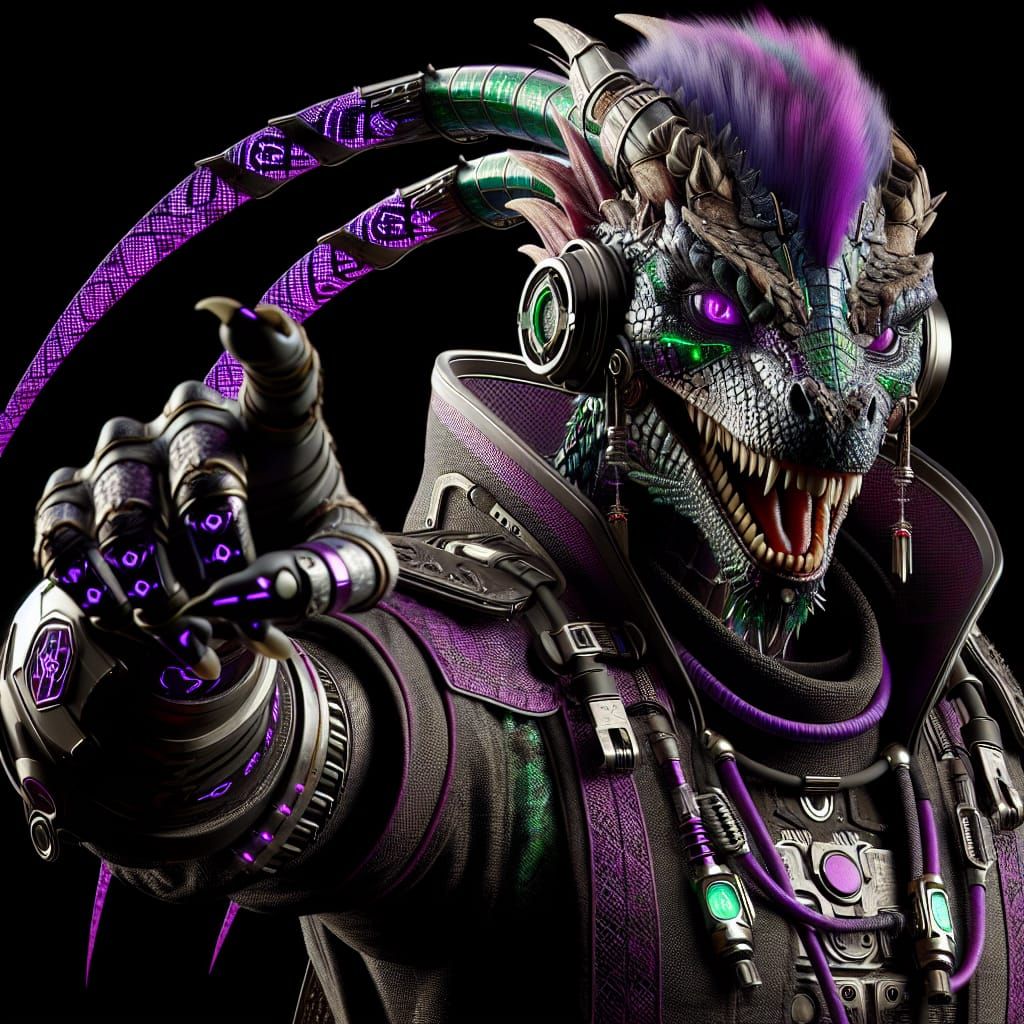 Steampunk Dragon Assassin Points With a Grin