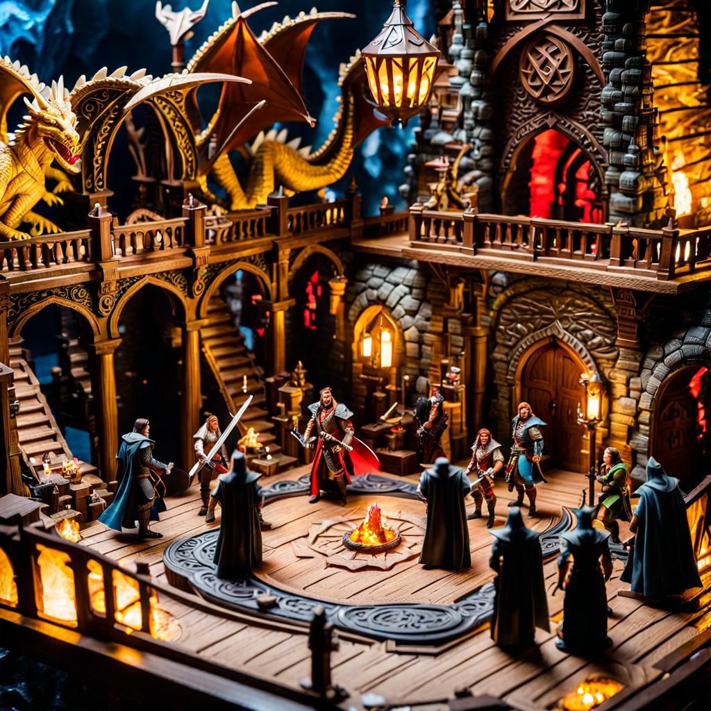 D&D Action Figures in Ornate Adventure Scene