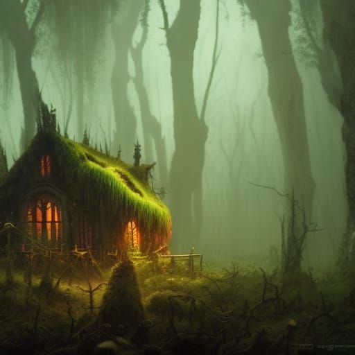 Dark Gothic Splendor in a Twisted Mossy Forest