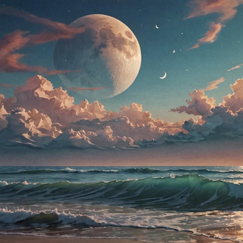 Moon Kissing Ocean: Origami Papercraft Art