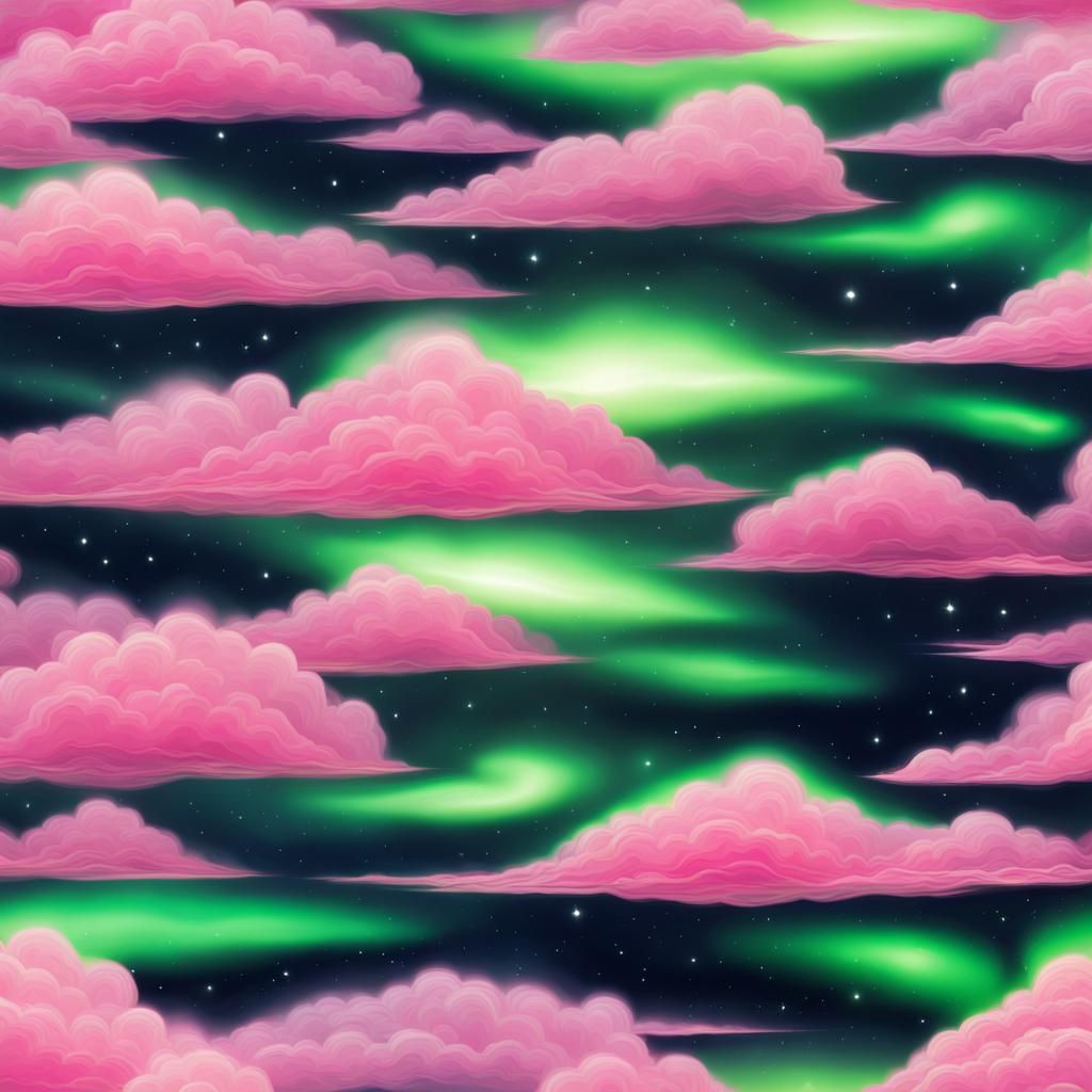 Green sky, Pink clouds