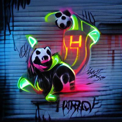 Neon Graffiti Panda Street Art