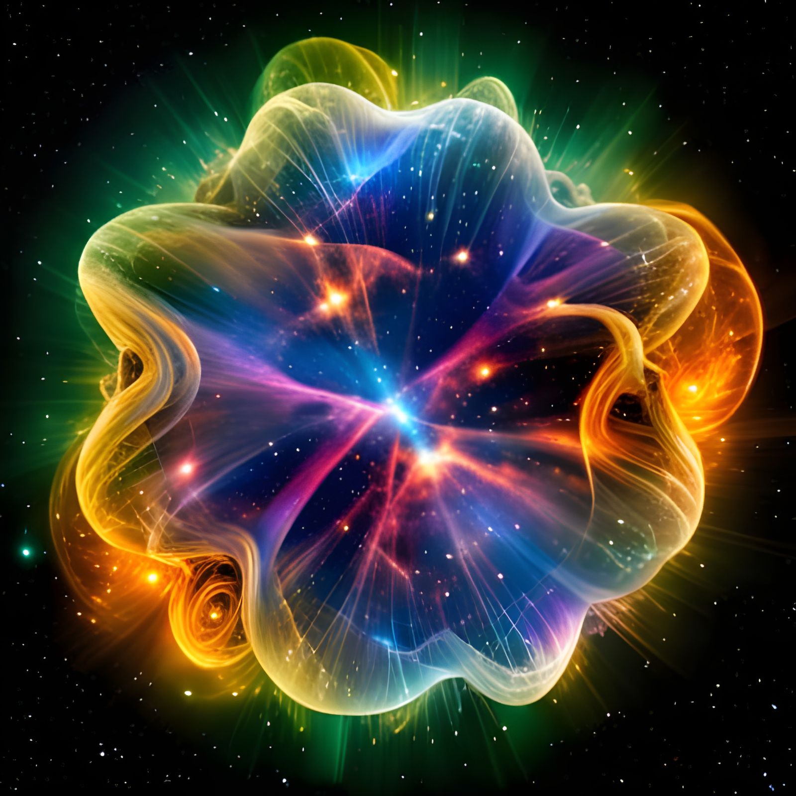 Colorful Nebula with Galaxies and Stars in HDR