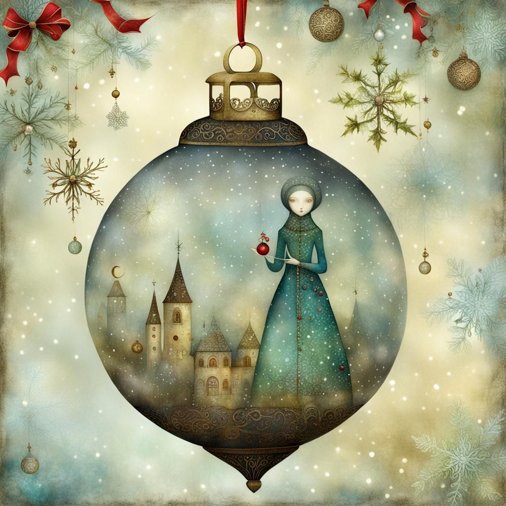 Ethereal Christmas Ornaments in Fantasy Style