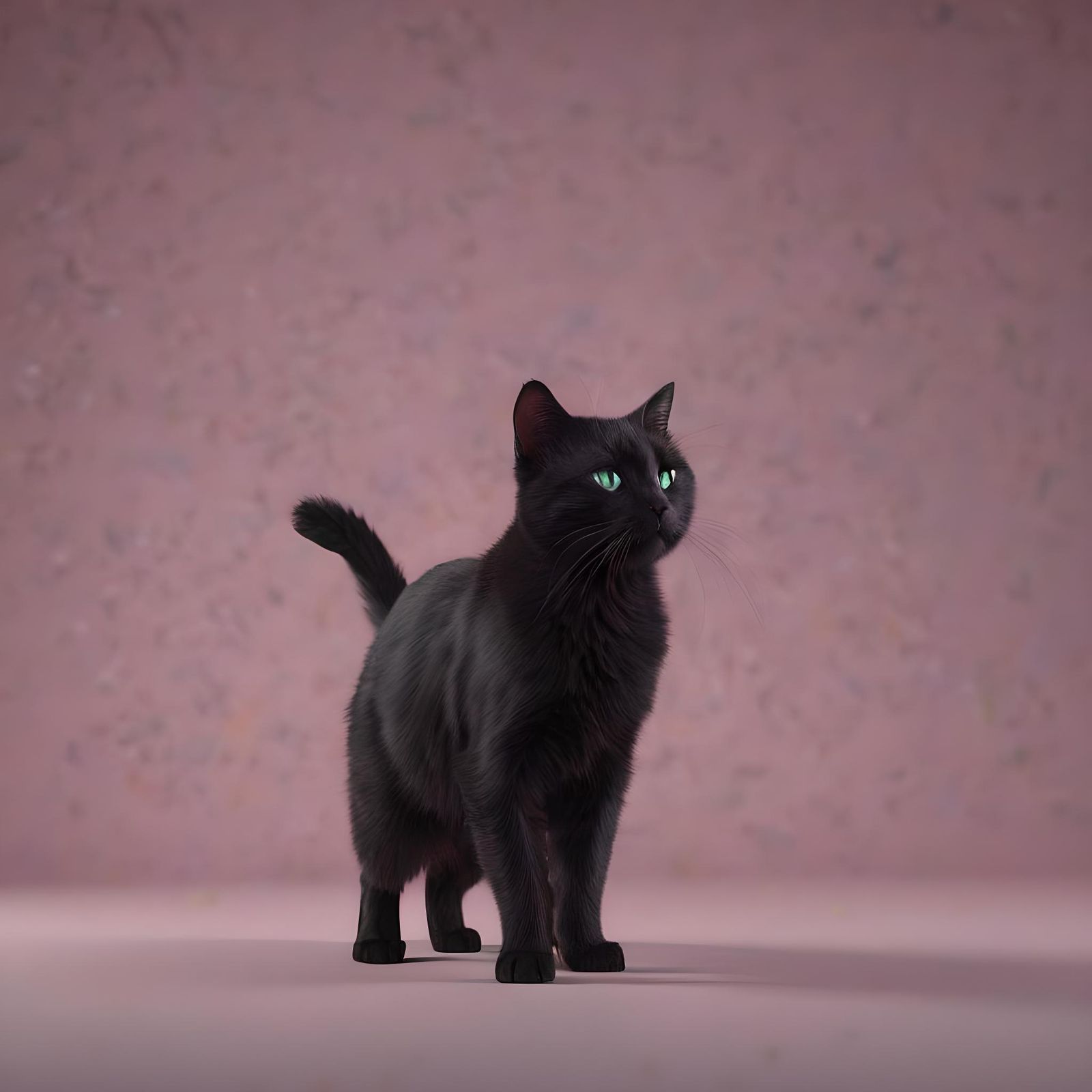 Stylish Black Cat with Bioluminescent Botanics