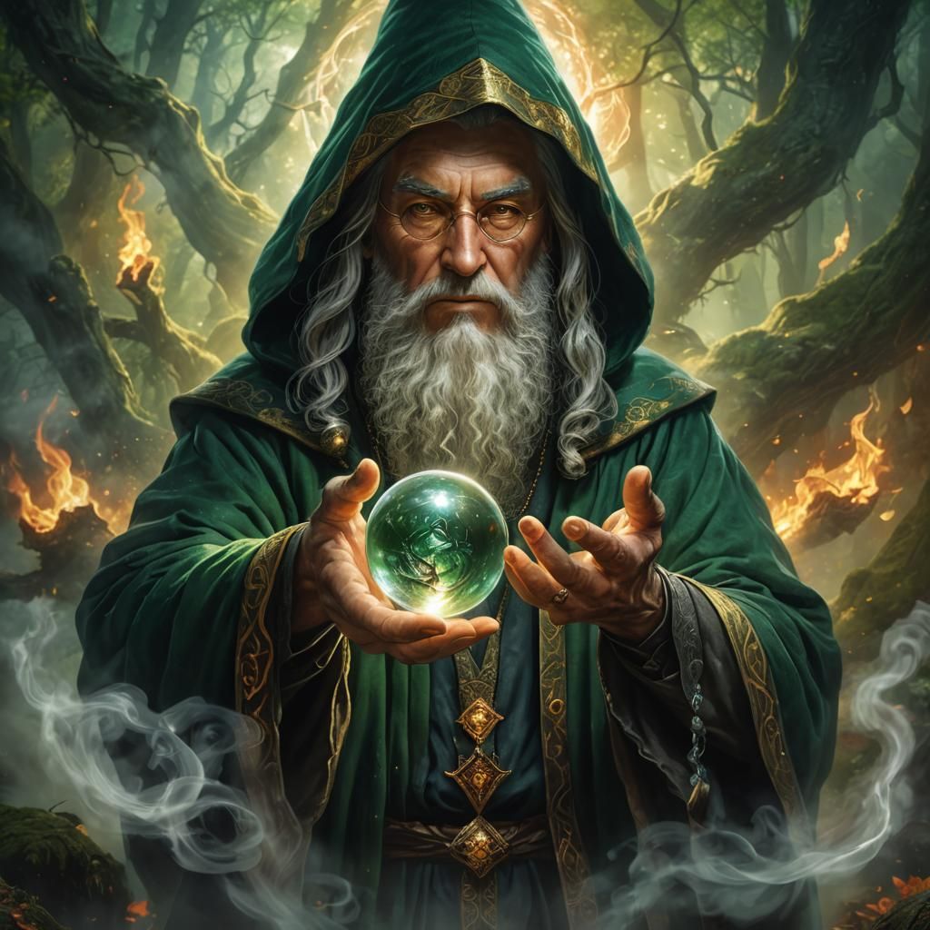 Wizard with Crystal Ball Fantasy Art