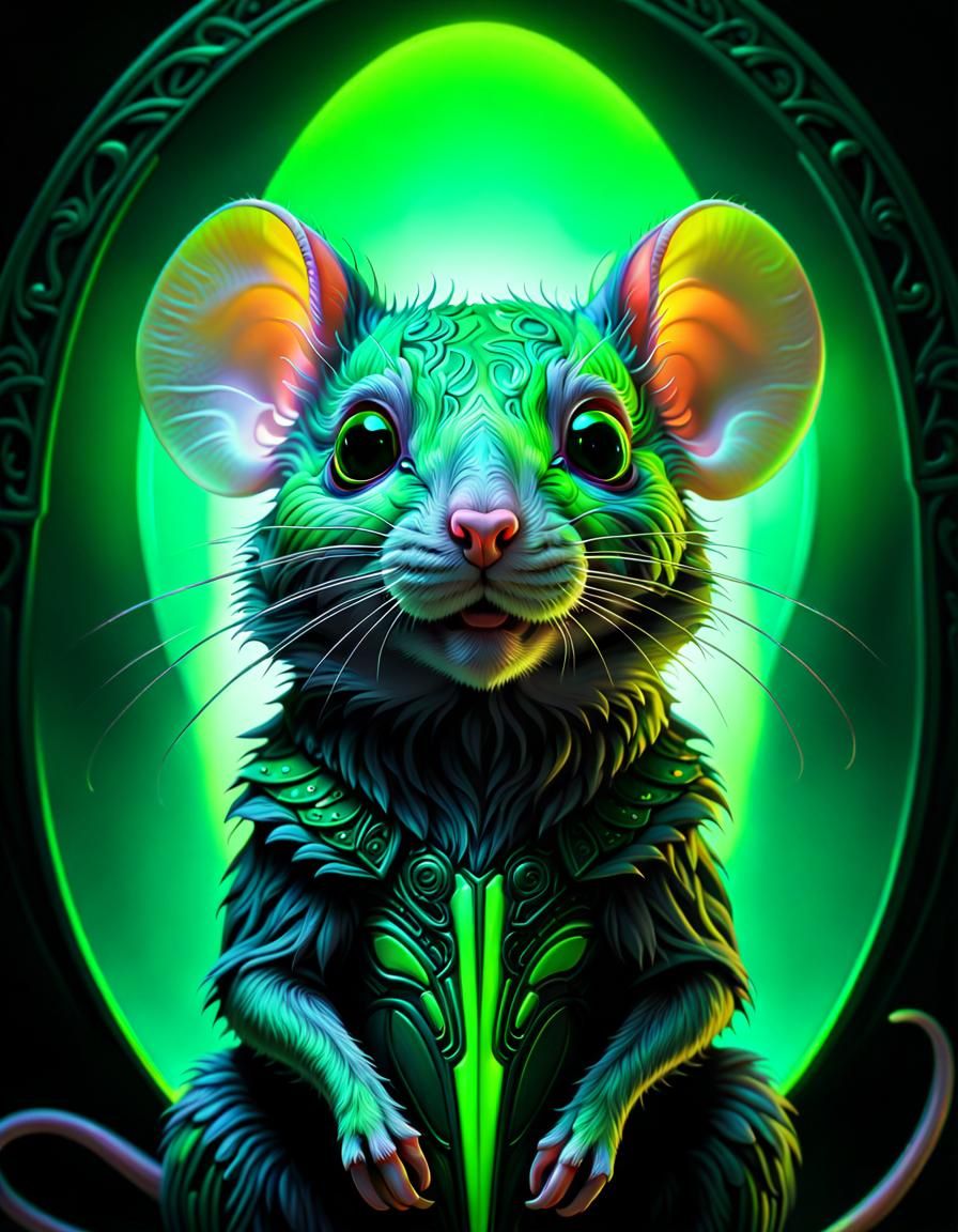 Alien Mouse Portrait in Art Nouveau Style