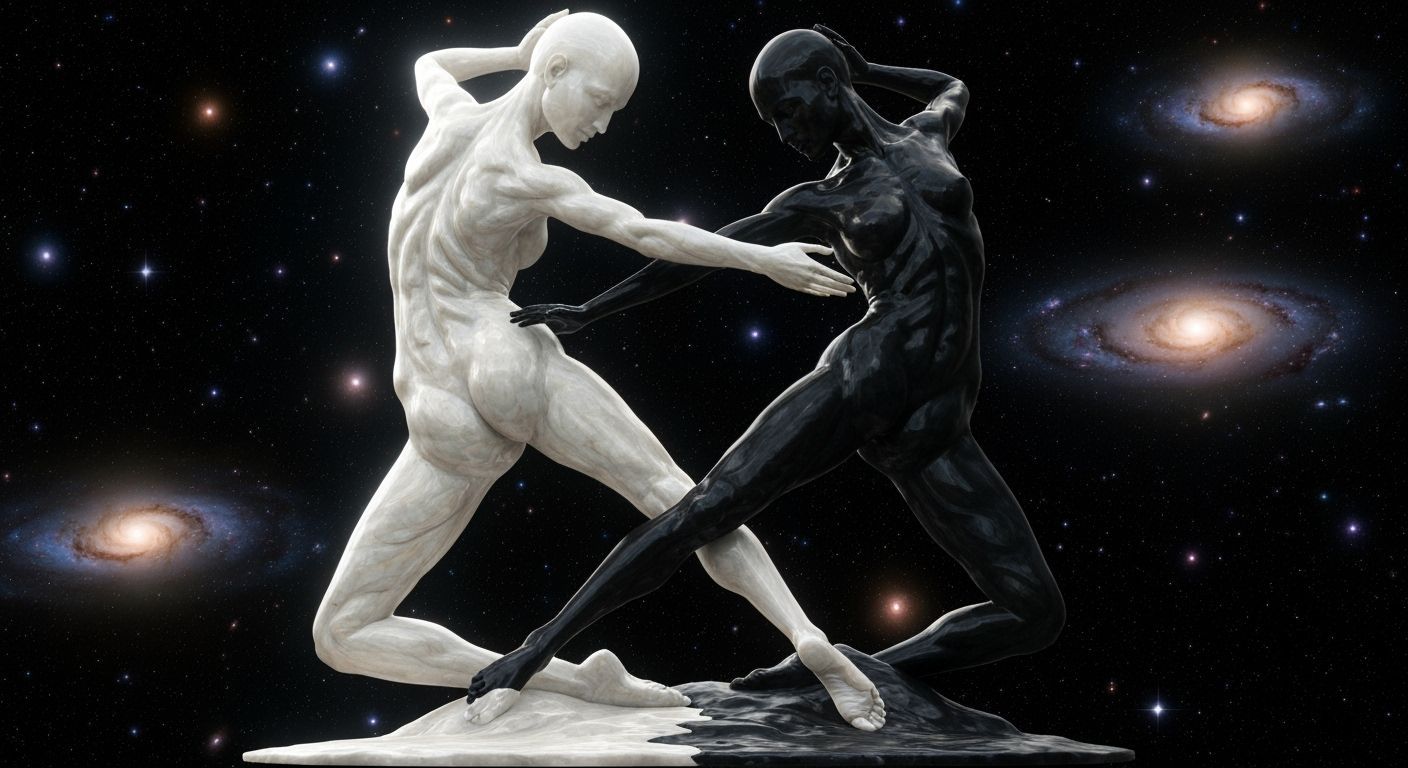 Surreal Sculpture of Light and Shadow Figures