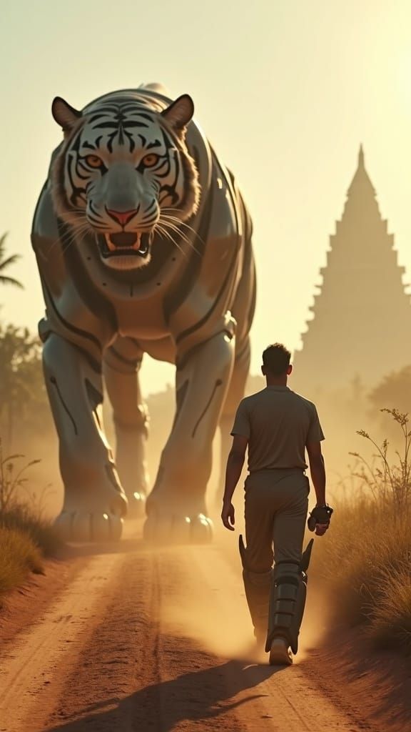 Virat Kohli and Tiger Mech on Dusty Road