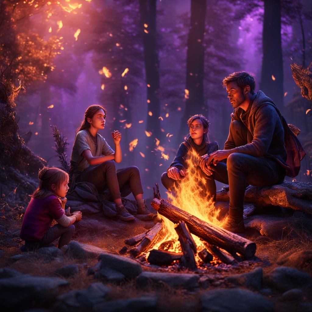 Fierce Fairy Emerges from Purple Campfire