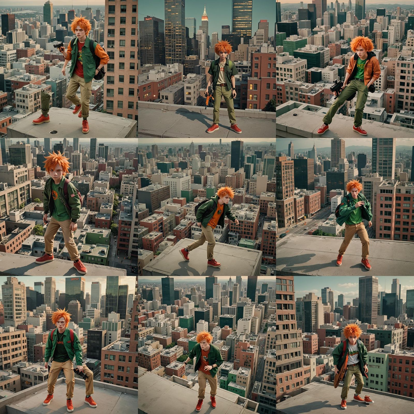 Pico on a City Rooftop in Cinematic Style