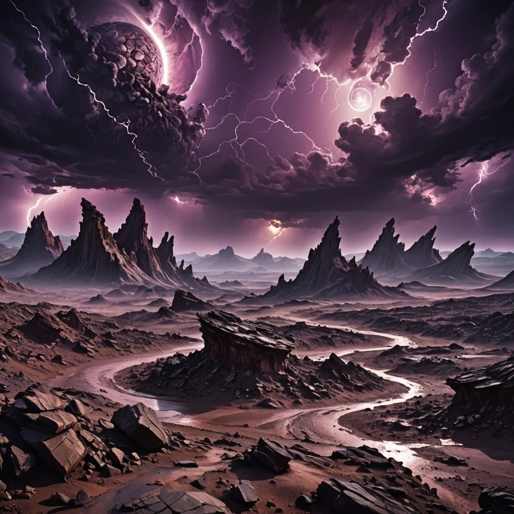 Barren Alien World Under a Gas Giant Sky