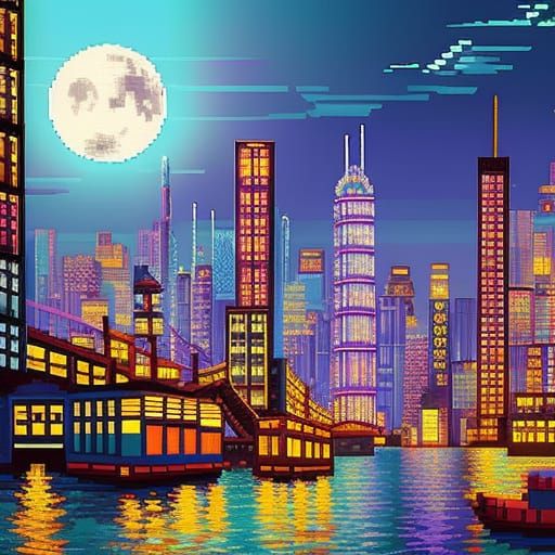 Diesepunk City in 64-bit Pixel Art