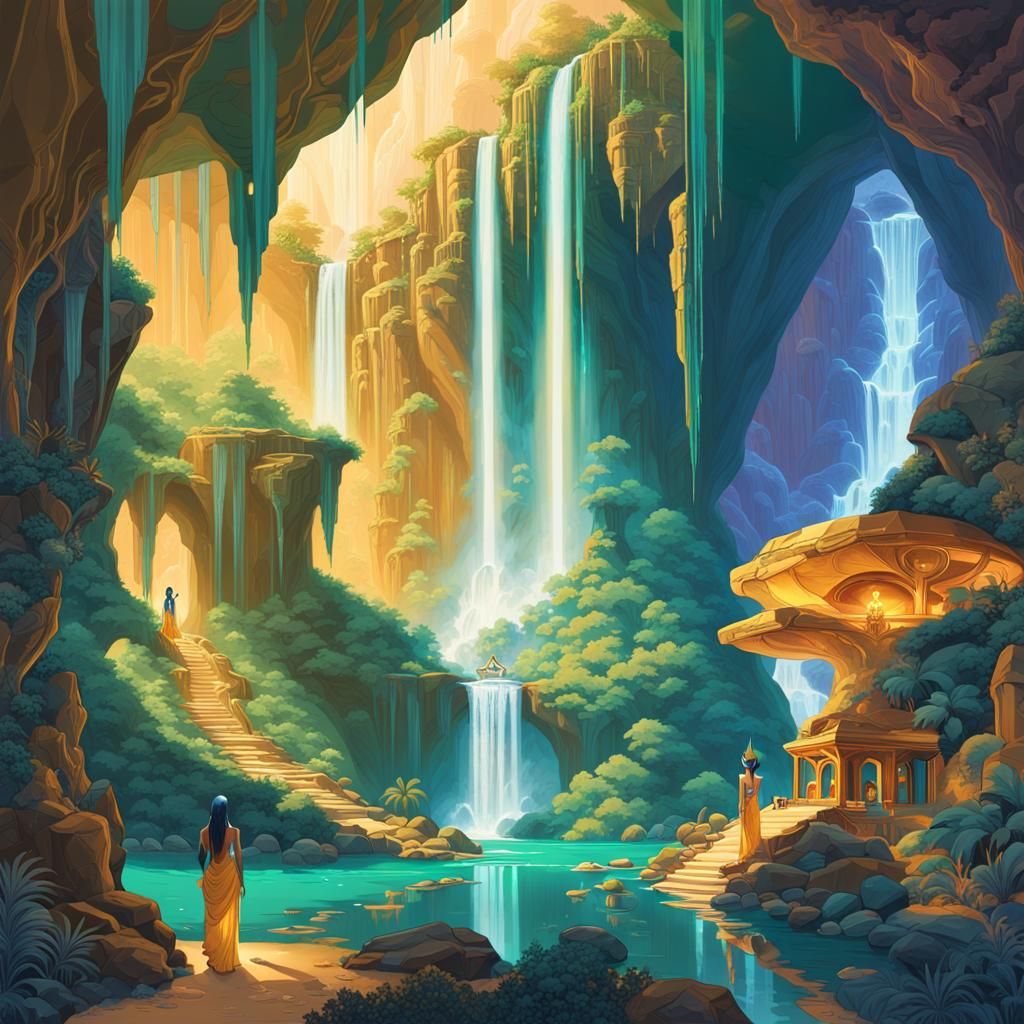 Fantasy Genie by a Cave of Wonders