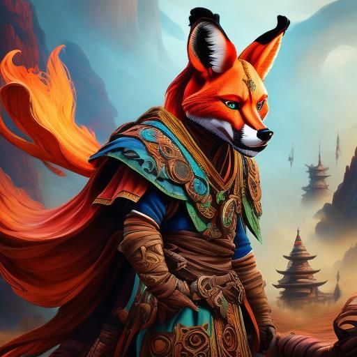 Fox Warrior Concept Art in Detailed Matte Style