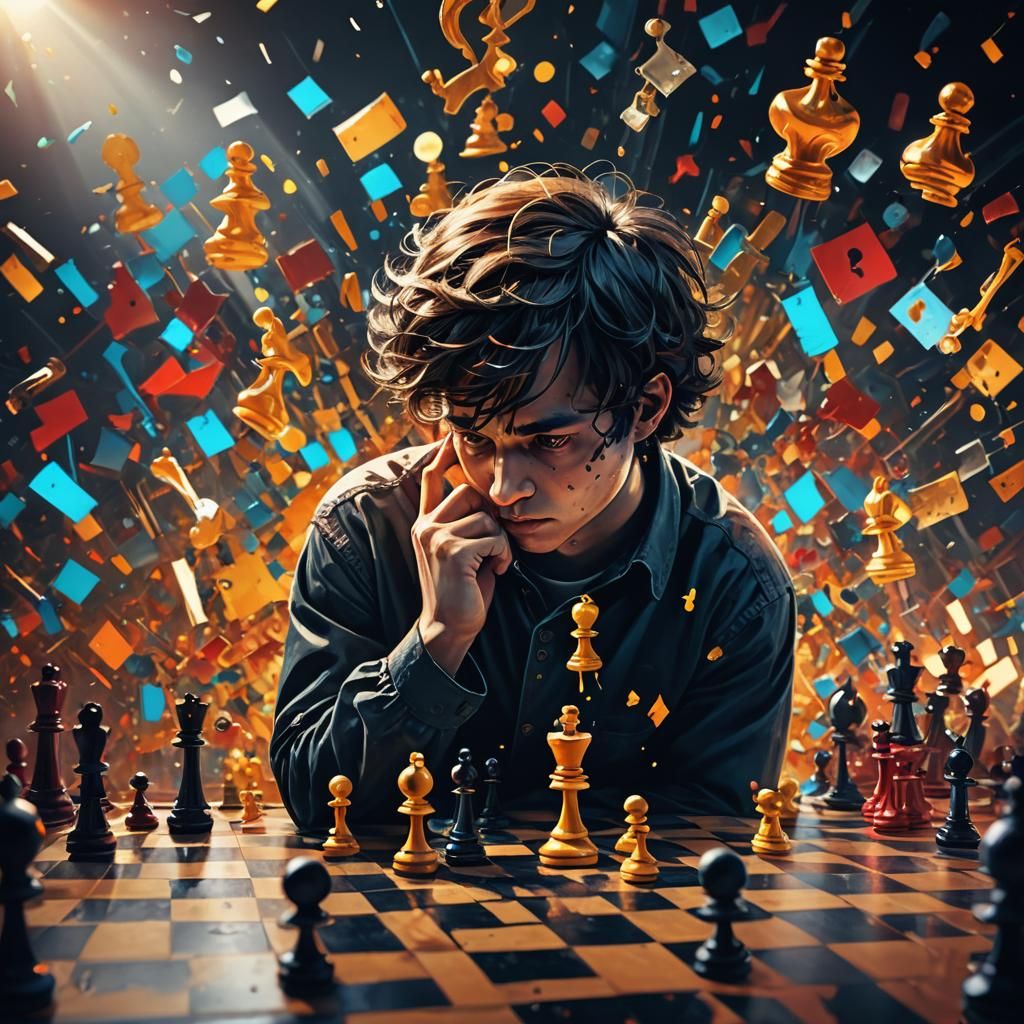 Chessboard Question Mark: Vivid Concept Art