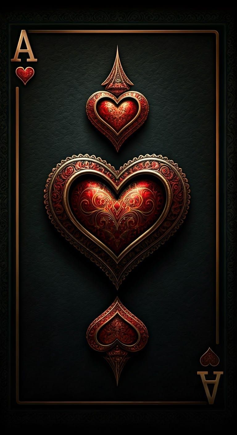 Elegant Metallic Ace of Hearts Playing Card