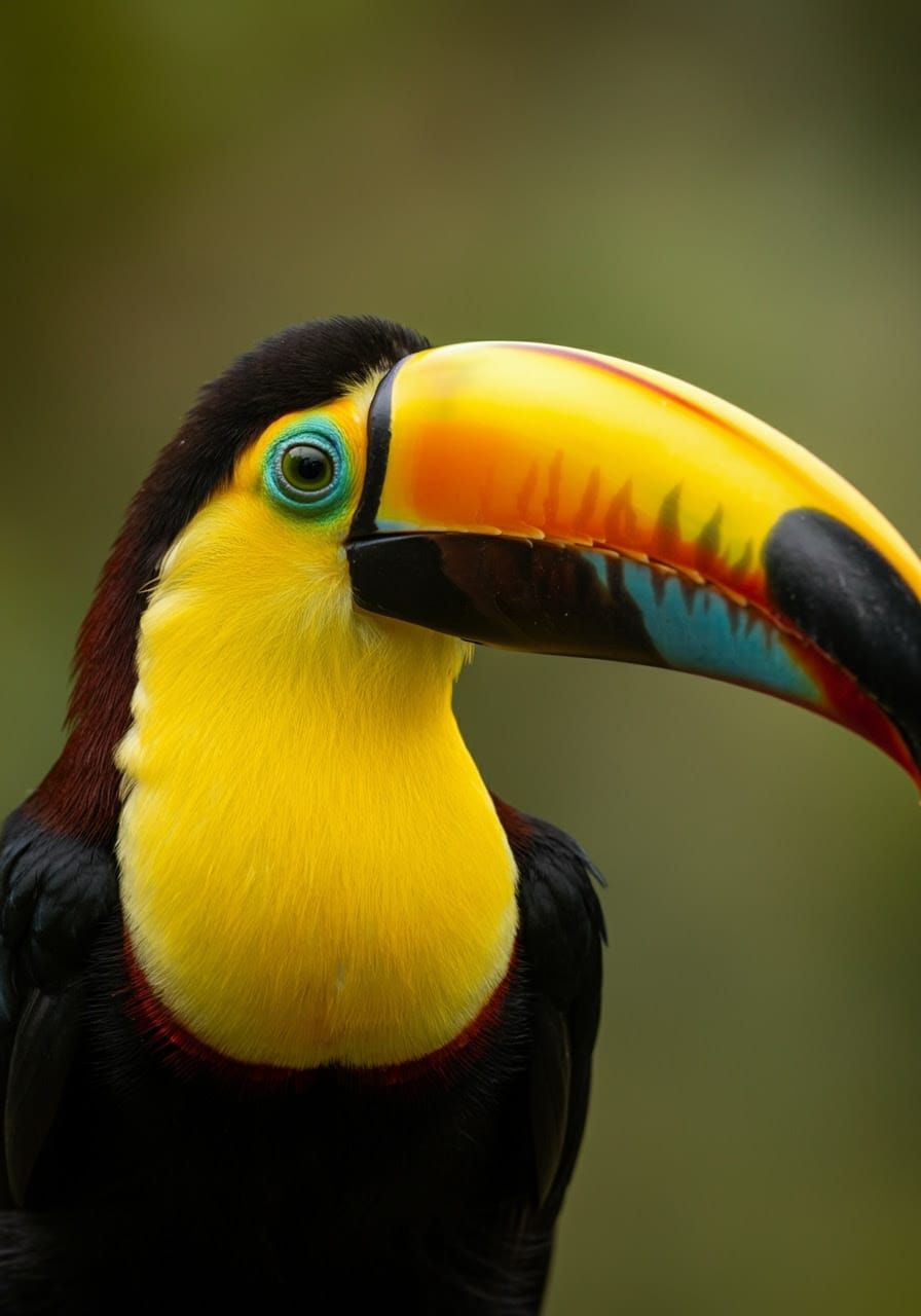 Vibrant Toucan Aracari-Mulato Portrait in Brazilian Wildlife...
