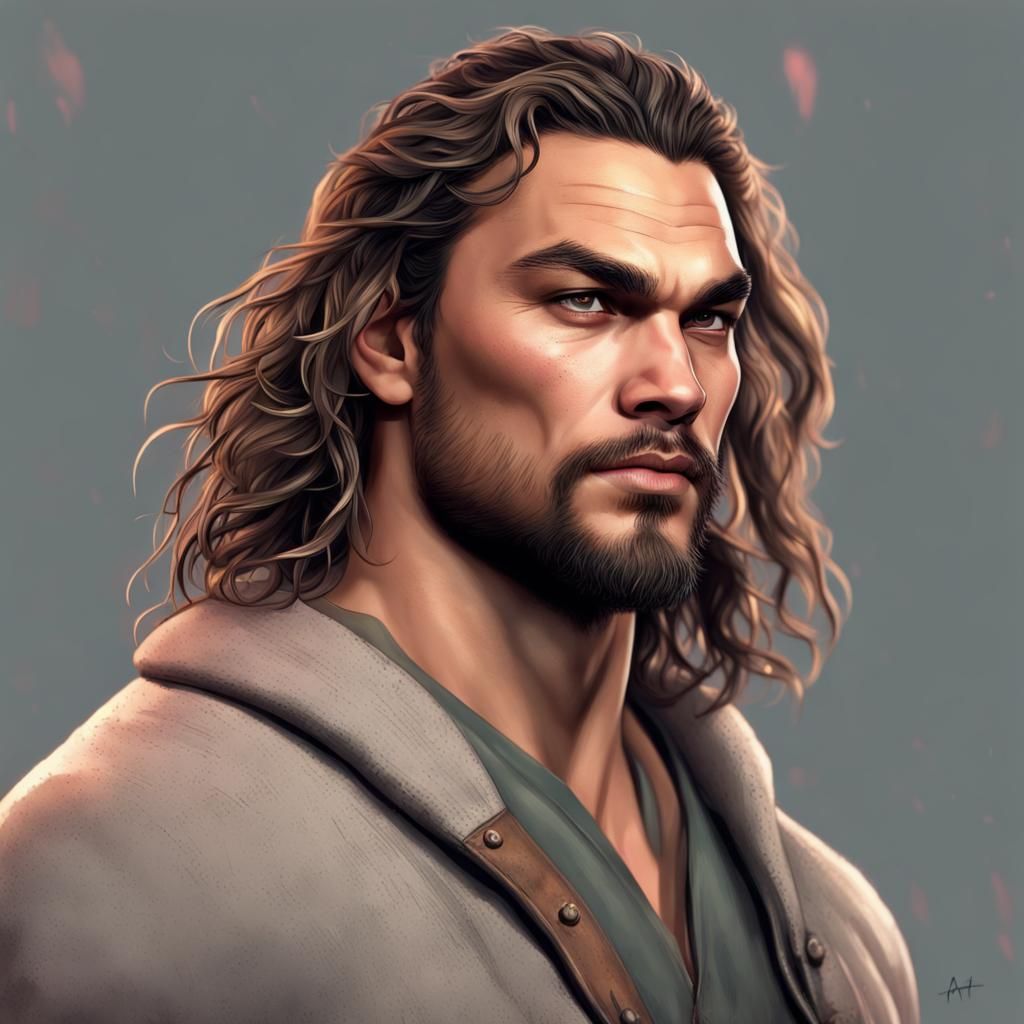 Young Jason Momoa: Prismatic and Detailed Portrait