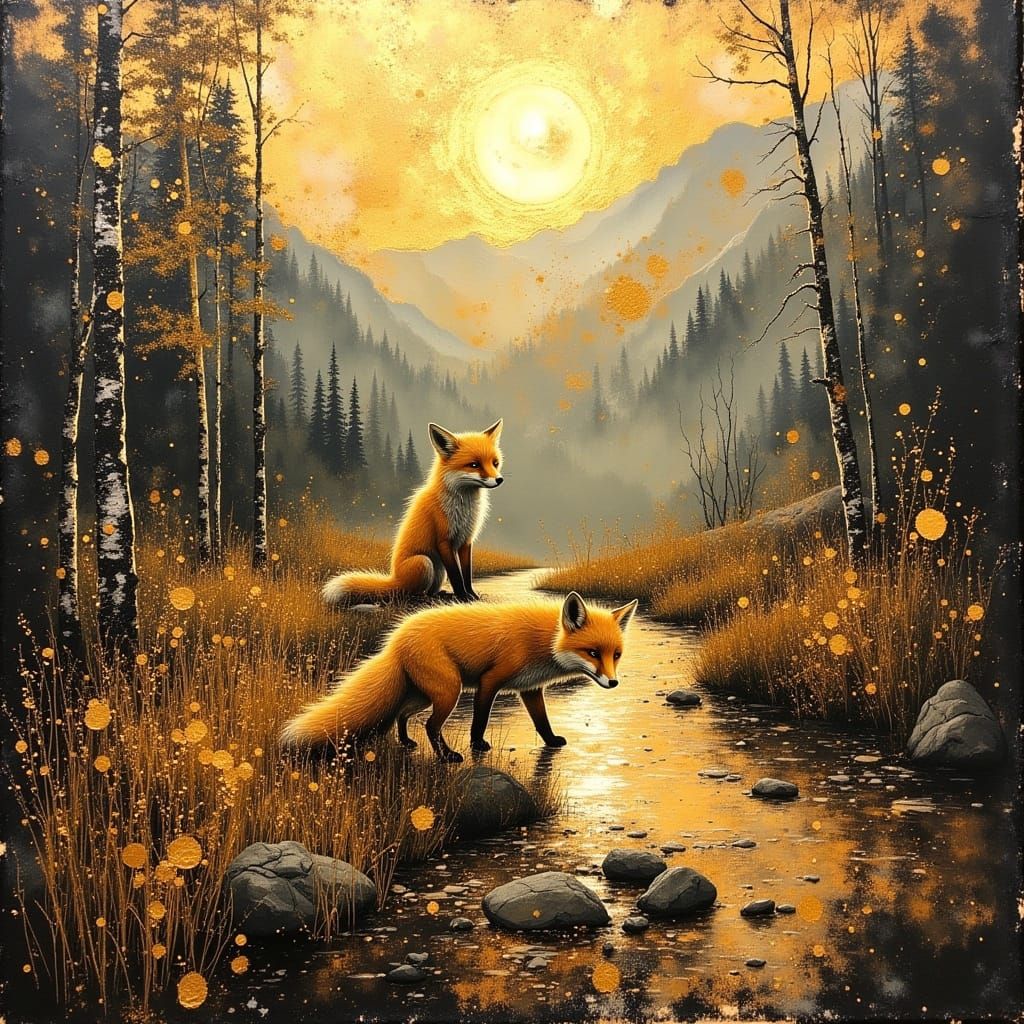 Arctic Fox in Tundra, Neo-Impressionist Oil Painting