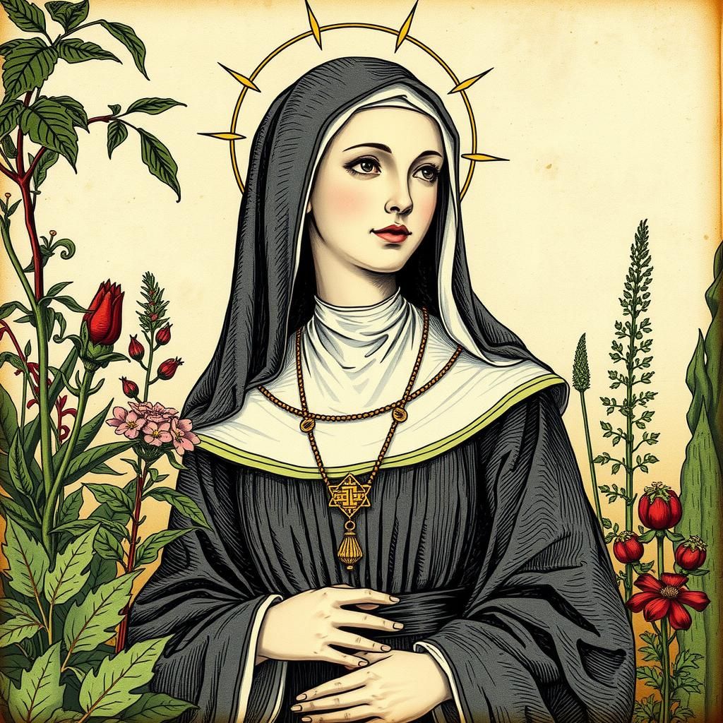Saint Hildegard of Bingen in Renaissance Style