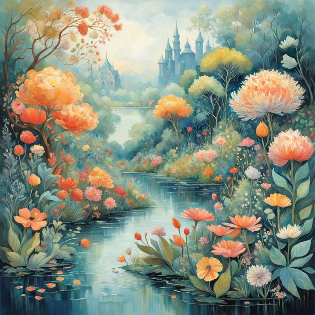 Dreamlike Faerie Realm in Impressionist Style