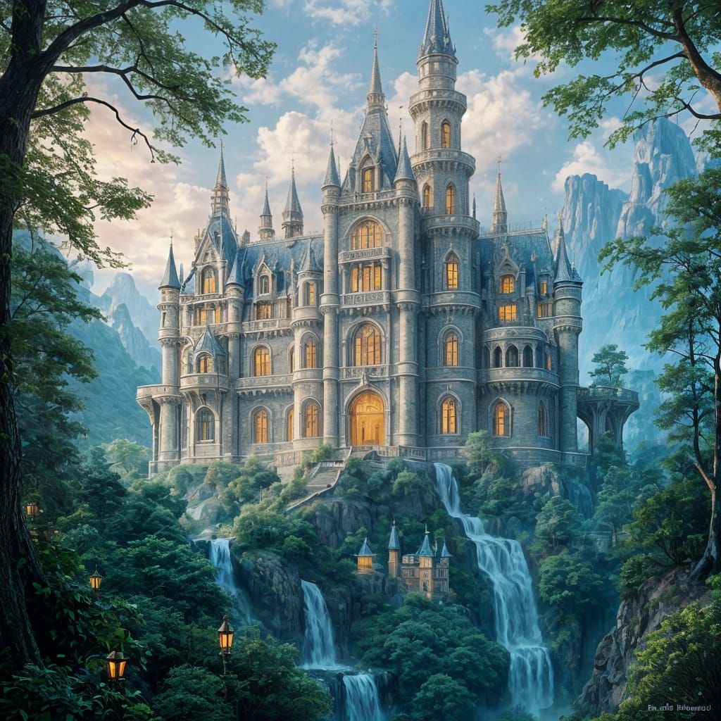 Magical Fairytale Castle with Gothic and Baroque Influences