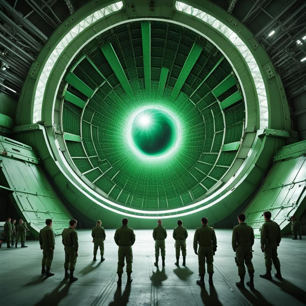Military Wormhole Generator with Green Event Horizon